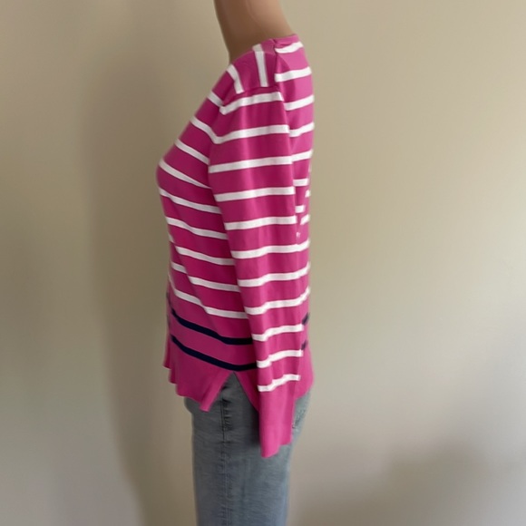 Gap summer long sleeve top size xs pink/white strip - Picture 2 of 4